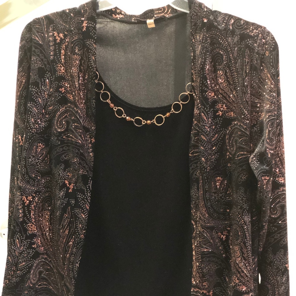 Gold and Black and copper jacket with under blouse